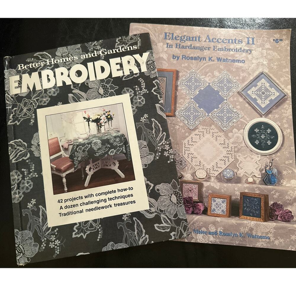 Set of 2 Embroidery Project Books Hardback Better Homes Gardens Elegant Accents
